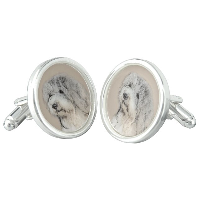 Havanese (Gold Sable) Painting - Original Dog Art Cufflinks (Angled)