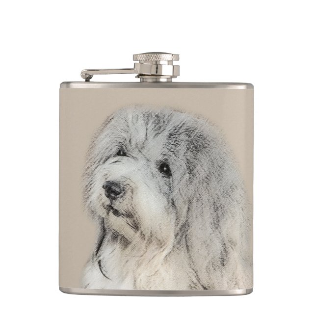 Havanese (Gold Sable) Painting - Original Dog Art Flask (Front)