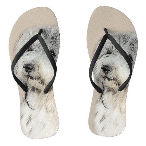 Havanese Gold Sable Painting _ Original Dog Art Flip Flops