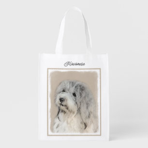 Havanese (Gold Sable) Painting - Original Dog Art Grocery Bag