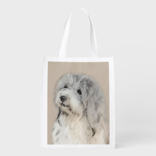 Havanese (Gold Sable) Painting - Original Dog Art Grocery Bag