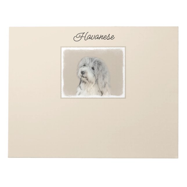 Havanese (Gold Sable) Painting - Original Dog Art Notepad (Front)