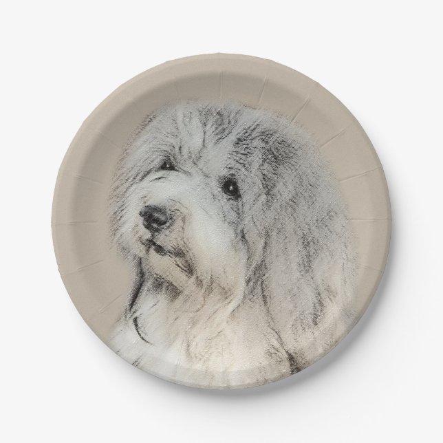 Havanese (Gold Sable) Painting - Original Dog Art Paper Plates (Front)