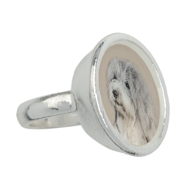 Havanese (Gold Sable) Painting - Original Dog Art Ring (Side)