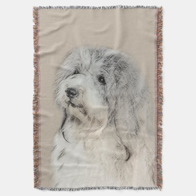 Havanese (Gold Sable) Painting - Original Dog Art Throw Blanket (Front Vertical)