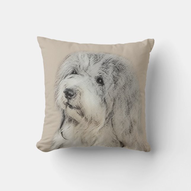 Havanese (Gold Sable) Painting - Original Dog Art Throw Pillow (Front)