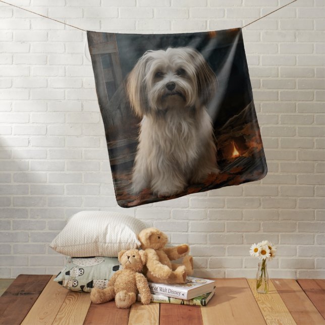 Havanese Halloween Scary Baby Blanket (In Situ)