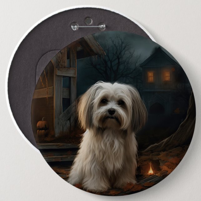 Havanese Halloween Scary Button (Front & Back)