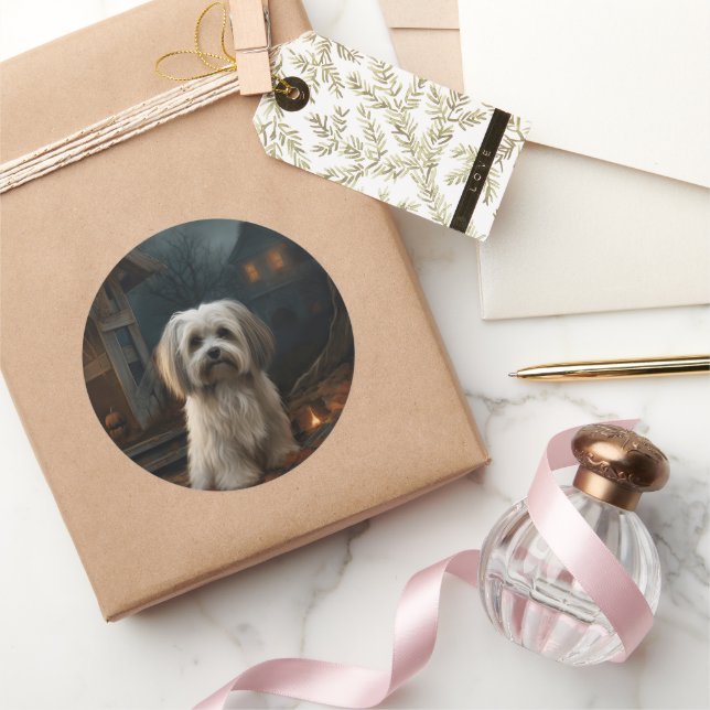 Havanese Halloween Scary Classic Round Sticker (Gifting)