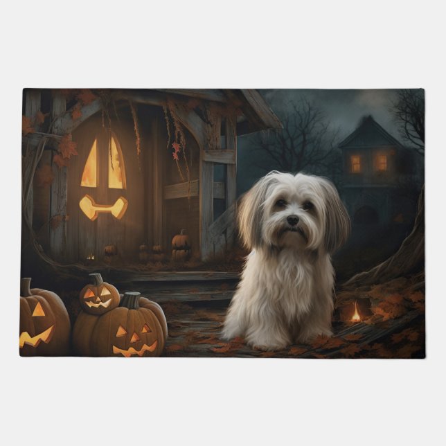 Havanese Halloween Scary Doormat (Front)