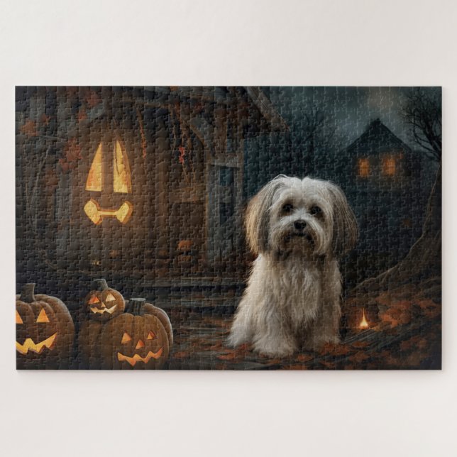 Havanese Halloween Scary Jigsaw Puzzle (Horizontal)