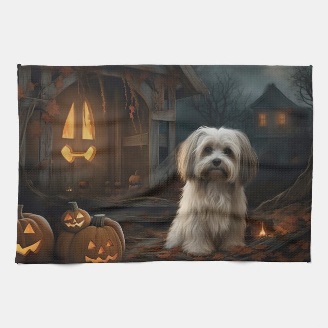 Havanese Halloween Scary Kitchen Towel (Horizontal)