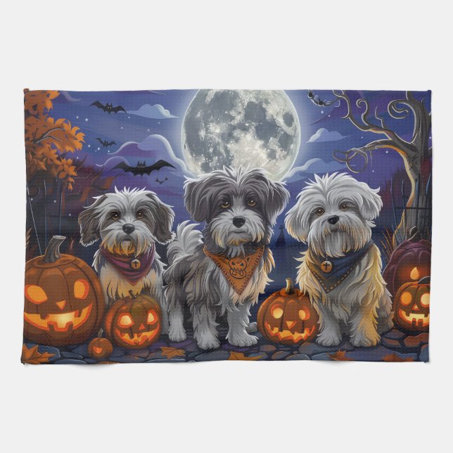 Havanese Halloween Spooky Kitchen Towel (Horizontal)