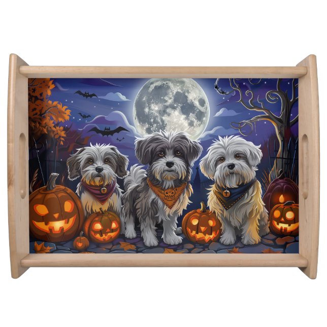 Havanese Halloween Spooky Serving Tray (Front)