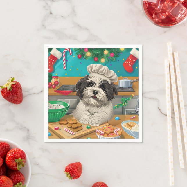 Havanese Holiday Baking: Festive Christmas Napkins (Insitu)