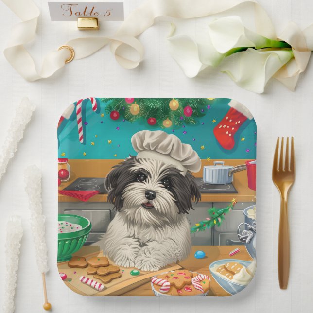Havanese Holiday Baking: Festive Christmas Paper Plates (Wedding)