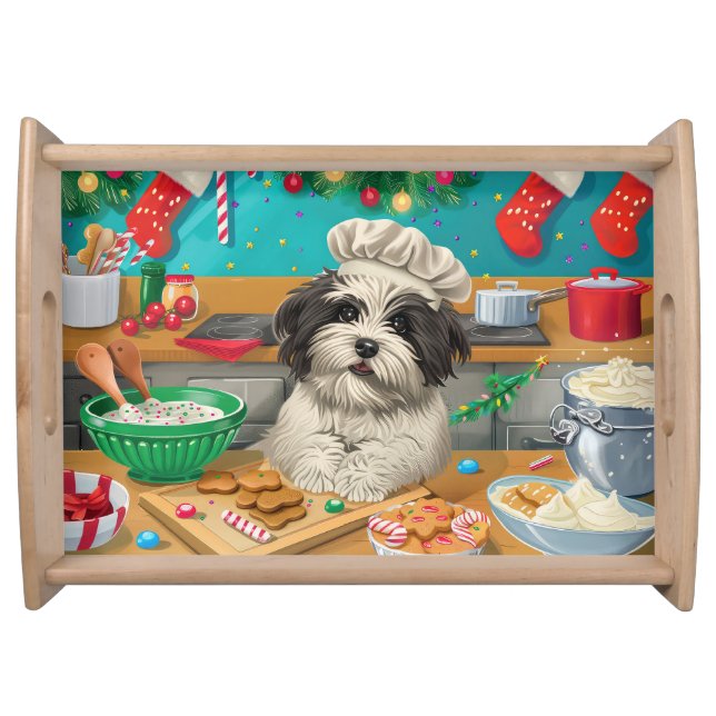 Havanese Holiday Baking: Festive Christmas Serving Tray (Front)