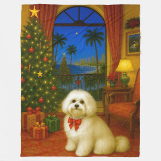 Havanese Holiday Fleece Blanket