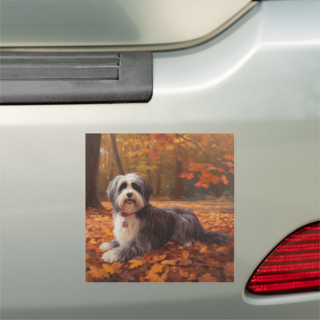 Havanese in Autumn Leaves Fall Inspire  Car Magnet (In Situ)