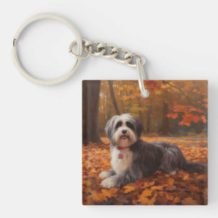 Havanese in Autumn Leaves Fall Inspire  Keychain