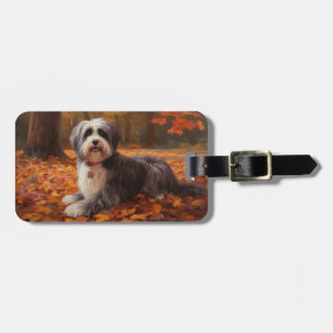 Havanese in Autumn Leaves Fall Inspire  Luggage Tag