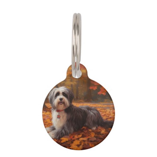 Havanese in Autumn Leaves Fall Inspire  Pet ID Tag