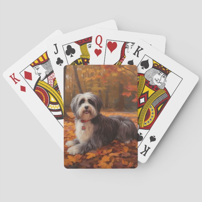 Havanese in Autumn Leaves Fall Inspire  Poker Cards (Back)