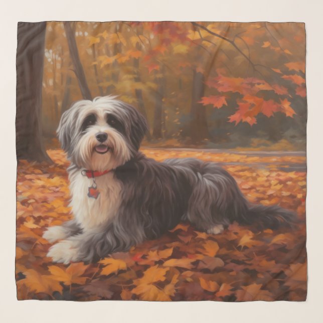 Havanese in Autumn Leaves Fall Inspire  Scarf (Front)