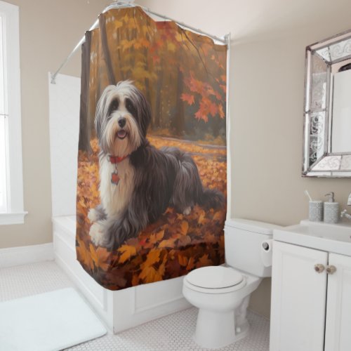 Havanese in Autumn Leaves Fall Inspire  Shower Curtain