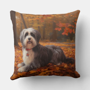 Havanese in Autumn Leaves Fall Inspire  Throw Pillow