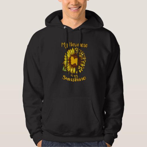 Havanese Is My Sunshine Sunflower Dog Paw Funny Pu Hoodie