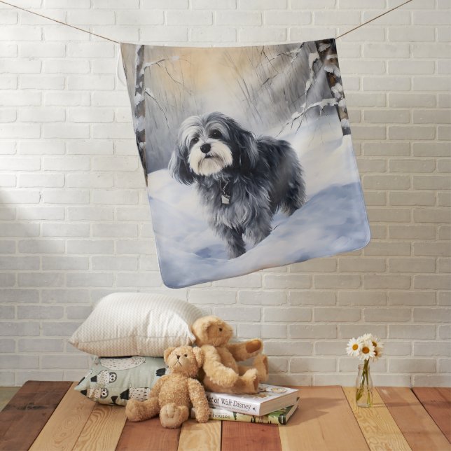 Havanese Let It Snow Christmas Baby Blanket (In Situ)