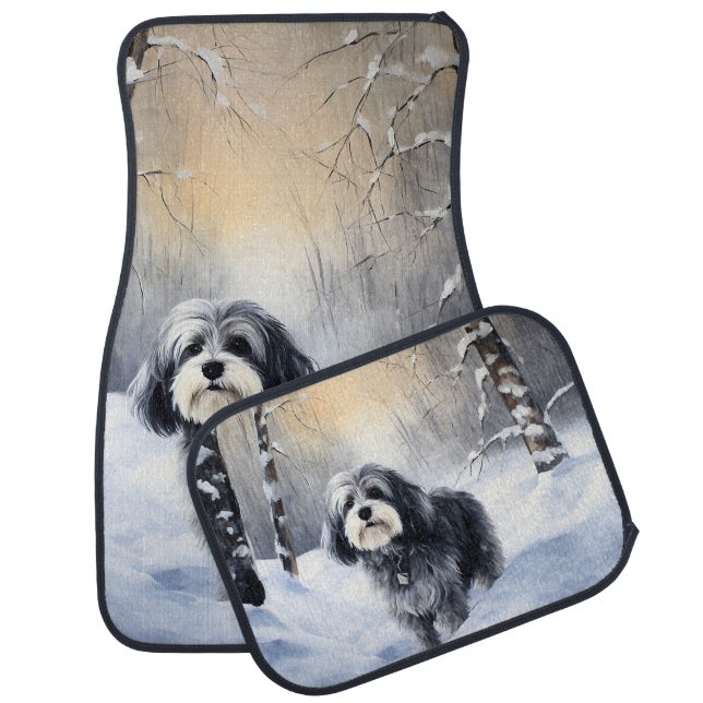 Havanese Let It Snow Christmas Car Floor Mat (Set)