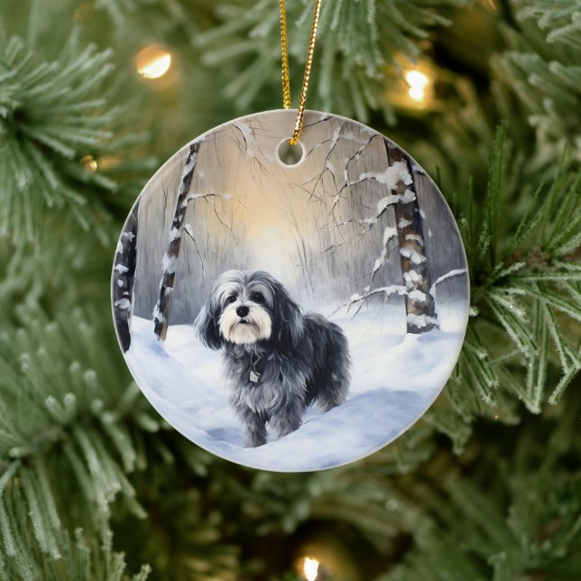 Havanese Let It Snow Christmas Ceramic Ornament (Tree)