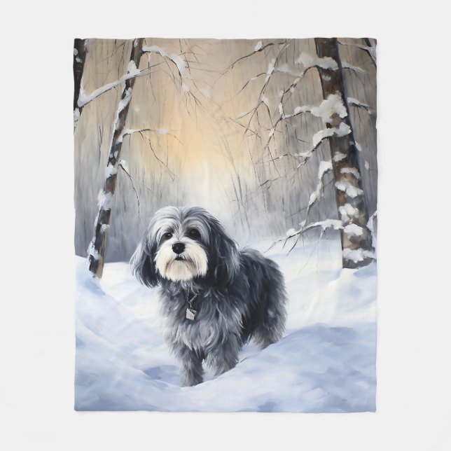 Havanese Let It Snow Christmas Fleece Blanket (Front)