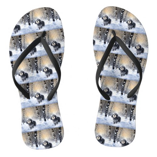 Havanese Let It Snow Christmas Flip Flops