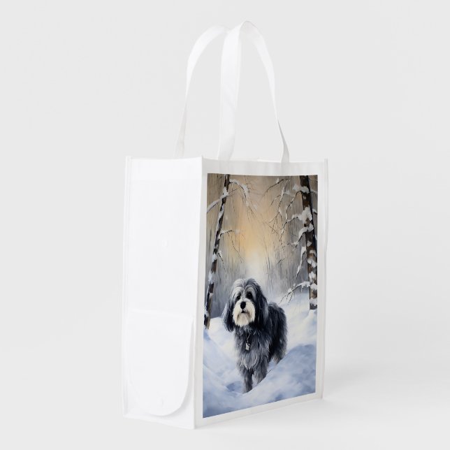 Havanese Let It Snow Christmas Grocery Bag (Front Side)