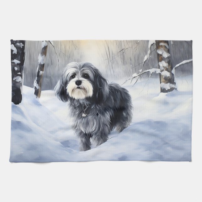 Havanese Let It Snow Christmas Kitchen Towel (Horizontal)