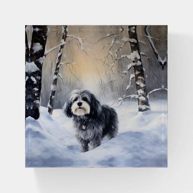 Havanese Let It Snow Christmas Paperweight (Front)