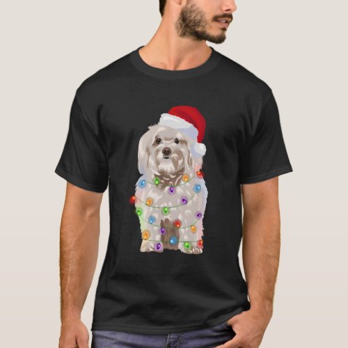 Havanese Lights Dog Santa T_Shirt