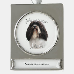 Havanese Mom 2 Silver Plated Banner Ornament