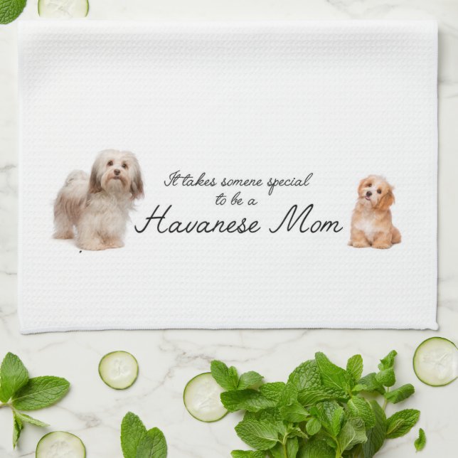 Havanese Mom Kitchen Towel (Folded)
