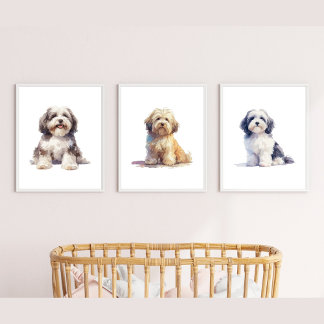 Havanese Nursery Decor, Havanese Wall Art,  Art Sets