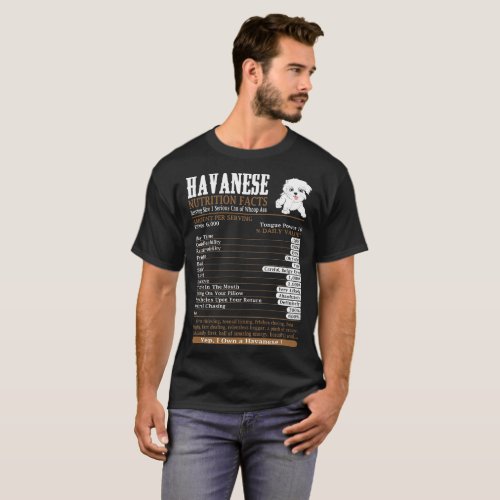 Havanese Nutrition Facts Pets Lovers Tshirt