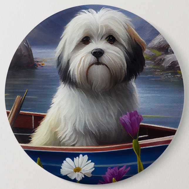 Havanese on a Paddle: A Scenic Adventure Button (Front)