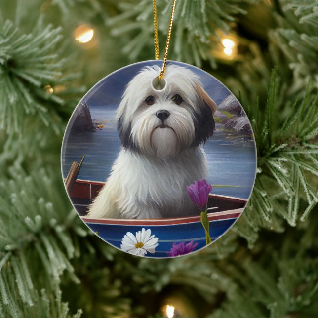Havanese on a Paddle: A Scenic Adventure Ceramic Ornament (Tree)