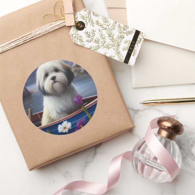 Havanese on a Paddle: A Scenic Adventure Classic Round Sticker (Gifting)