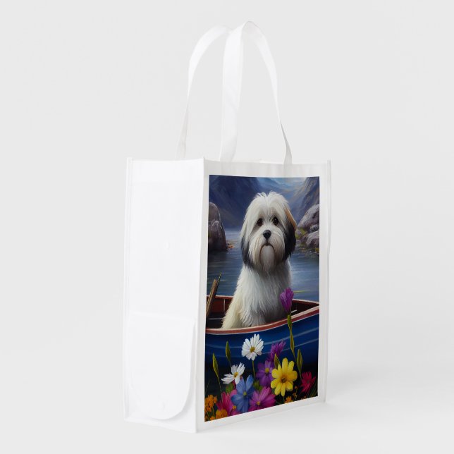 Havanese on a Paddle: A Scenic Adventure Grocery Bag (Front Side)