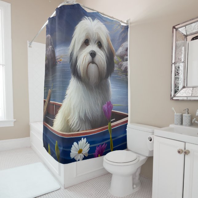 Havanese on a Paddle: A Scenic Adventure Shower Curtain (In Situ)