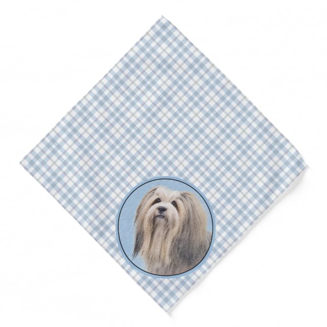 Havanese Painting Silver Cute Original Pet Dog Art Bandana (Front)